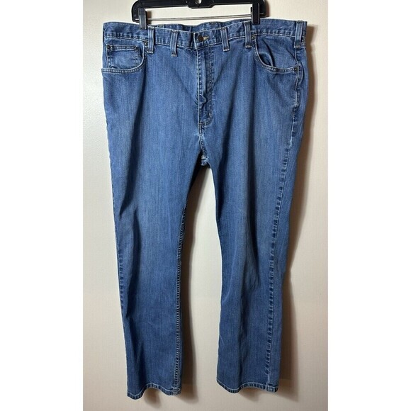 Carhartt Jeans Mens 44x32 Blue Denim Relaxed Fit Work Wear Logo Gorpcore Utility - Picture 1 of 15
